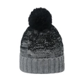 Women's gradient cable-knit beanie with black faux fur pom pom for winter warmth - M(56-58cm) / Black
