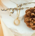 Elegant gold-plated spinning sunflower necklace featuring a luminous cat-eye gemstone - Rotating Round Cat's Eye Stone (XL2540)