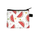 Cute fruit pattern coin purse with watermelon print and black zipper strap - Watermelon Smiley