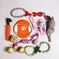 Colorful pet dog cotton rope toy set featuring carrot and bone shapes for chewing - 10-Piece Set Approx 800g