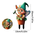 Cute boy fairy acrylic garden stake with wings and size markings for flower pot decor - No.7 (0.2cm Thickness)