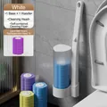 Wall-mounted disposable toilet brush set with 6 lavender-scented sponge refills - White Set + 6 Lavender Scent Refills / White