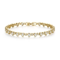 S925 sterling silver gold tennis bracelet with pear and round cubic zirconia stones - Drop Round Set / 14K Gold Plated / 19cm