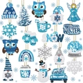 DIY 5D diamond painting keychains set featuring 18 winter gnome and snowflake designs - YS-8 Winter Snow Theme (18Pcs)