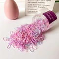 Colorful elastic hair bands for girls in pink, purple, and blue colors in a plastic jar - Thin Purple Series (Approx. 1500 Pcs)