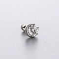 Silver crescent moon stud earring with lavender marquise stones and bead details - Crescent Moon Leaf Zircon Style (A97-5#)