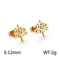 Pendientes árbol de la vida dorados 12mm de acero inoxidable para mujer de 2g - Dorado