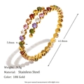 Colorful Round Zircon Bangle - Gold
