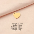 Detail of a 11.5x13mm gold heart pendant charm with precise measurement specifications - Inner Small Heart / Gold