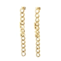 Golden long chain earrings with metallic LOVE letter pendants on white background - Gold (KE99346-KLX)