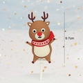 Cartoon brown reindeer Christmas cake topper decoration with red antlers, 6.7cm height - Soft Glue Brown Reindeer