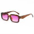 Retro square gradient purple lens sunglasses with classic tortoiseshell frames for women - C08 Tortoise Pink