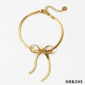 Polished gold-plated snake chain bracelet featuring a woven bowknot design for women - Gold Bowknot Bracelet