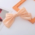 Champagne pearl satin double layer bow hair clip with shimmering silk texture - Champagne Pearl Luster Bow Spring Clip