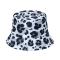 Women's summer leopard print bucket hat with gradient black and white sun protection - Gray