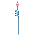 Blue spiral reusable straw with colorful cartoon ice cream charm for party decor - Blue