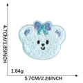 Toppa ricamata in ciniglia a forma di orso azzurro con fiocco per decorazione - Orsetto Celeste con Papillon-4.7*5.7cm