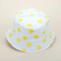 Bob blanc avec imprimé marguerites jaunes et bord avec surpiqûres multicouches - M (56-58cm) / Blanc