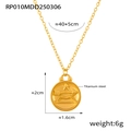 Gold-plated titanium steel necklace with a round celestial zodiac coin pendant - Sagittarius / Gold