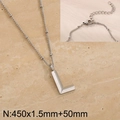 Silver uppercase letter L pendant necklace in stainless steel with bead chain - Silver Letter L (KN287059-Z)