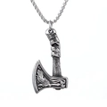 Pendentif hache Viking double face avec relief d'oiseau sur chaîne en acier inox - Pendentif Hache (Avec Chaîne) (A0714)