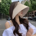 Women's wide brim open top sun hat in beige for summer outdoor beach and cycling UV protection - Wrap-around Sun Shield / Khaki