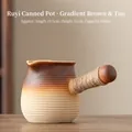 Ceramic tea pot with side handle, brown gradient glaze, and 600ml capacity for brewing - 600ml / Ruyi Jar Pot (Brown/600ml) / 19.5cmx11cm