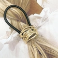 Élastique à cheveux noir avec ornement en métal doré tissé de forme géométrique - 1# Style Entrelacé Creux / Doré
