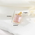 Pink rectangular gemstone pendant in 14K gold plated copper for DIY jewelry making - Rectangle (14K Gold) / Pink