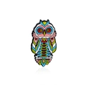 Colorful owl enamel pin with vibrant feathers and sleek black metal base detailing - Psychedelic Color Owl (CC2316)