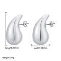 Silver hollow teardrop earrings in stainless steel with 26mm height and 16mm width - Small Waterdrop (MS-199) / Steel