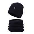 Winter 2-piece set with black knitted beanie hat and matching neck warmer for men - Two-Piece Set / Black