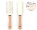 Minimalist wooden cushion massage hair brush with anti-static bristles and light wood handle - Flat Hair Comb