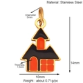 Detailed specs of stainless steel gold house charm with red and black enamel - Red Black House