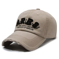 Distressed khaki baseball cap with vintage A.R.B.S. embroidery and washed denim texture - Adjustable / Deep Beige