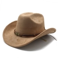 Cappello da cowboy classico in camoscio color cammello con emblema teschio vintage - M (56-59cm) / Cachi chiaro