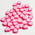 Bunte 10mm herzförmige Polymer-Ton-Loseperlen für DIY handgemachte Schmuckbastelarbeiten - Rosérosa Textur