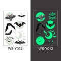 Glow in the dark Halloween temporary tattoos with bats and spider web patterns - Bat Style (WS-Y012)