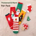 Fünf Paar dicke Kinder-Weihnachtssocken mit Weihnachtsmann- und Schneemann-Motiven - 1-3 Jahre / Stil D