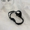 Matte black geometric square hair claw clip with minimalist cutout for thick hair - Black Irregular Oval