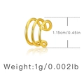 Minimalist 18K gold plated triple layered C-shaped cuff earring for non-pierced ears - Multi-layer Thin Tube Ear Cuff (KEAM0086)