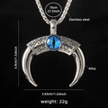 Collana a mezzaluna occhio del diavolo argento con catena in acciaio inossidabile - Corno Malocchio Blu 5