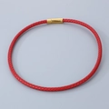 Bracelet tressé rouge minimaliste en acier inoxydable avec un fermoir magnétique doré - Style B-6mm Cordon Rouge-Fermoir Or-Collier