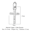 Cross pendant in copper with cubic zirconia for DIY jewelry making, size 13x8mm - Silver Delicate Mini Cross (VB259)