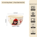 Cuenco de cerámica de 4,5 pulgadas con ilustración de niña, capacidad 490ml para la familia - Cuenco Ruyi de 4,5 pulgadas - Niña con sombrero rojo y esmalte amarillo