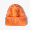 Rib-knit winter beanie in bright orange with a thick folded cuff for outdoor warmth - Orange Red