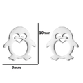 Orecchini a perno a forma di pinguino in acciaio inossidabile argento, 10 mm x 9 mm - Pinguino / Color Acciaio