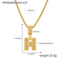 Gold letter H pendant necklace with zircon inlay and box chain for luxury hip-hop style - Letter H Necklace