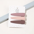 Detail van de set van drie matte bruine haarklemmen met een minimalistische afwerking - Koffie Serie - Druppel Massief
