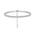 3mm cubic zirconia tennis bracelet in S925 sterling silver with adjustable extender chain - Platinum 3mm White Zirconia (16.5+5cm)